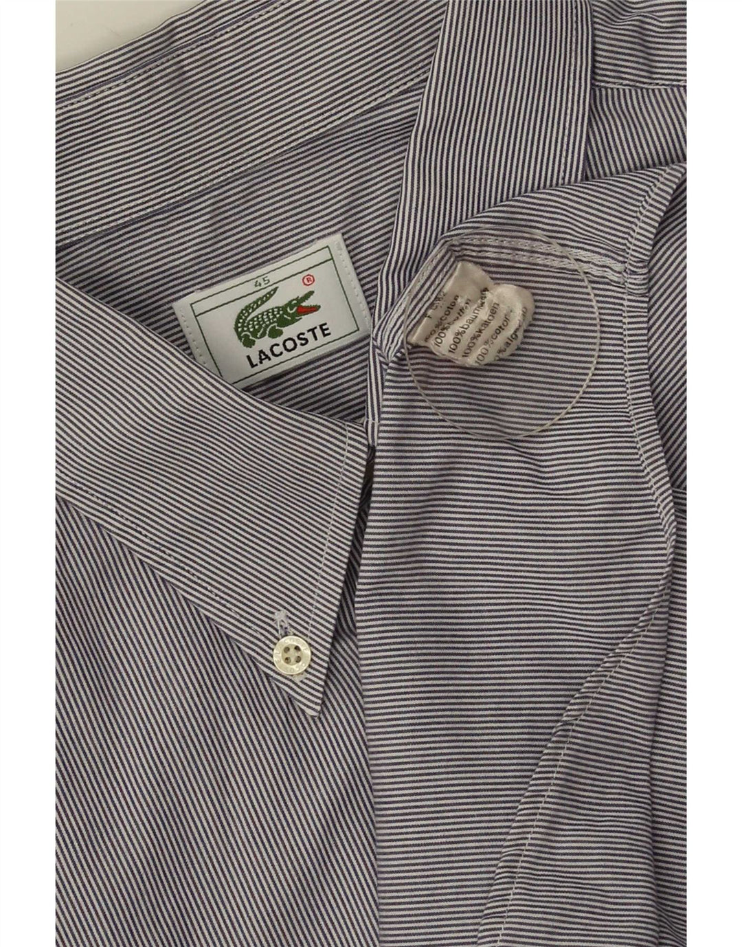 Lacoste Mens Shirt Size 45 XL Blue Pinstripe Cotton
