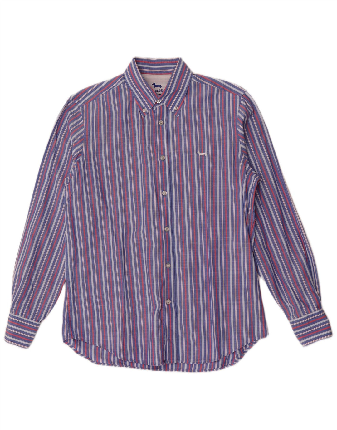 Harmont & Blaine Mens Regular Fit Shirt Medium Blue Striped Cotton