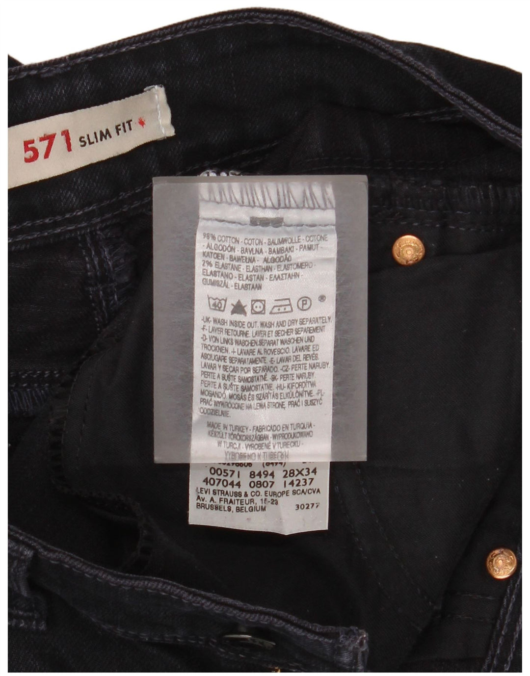 LEVI'S Womens 571 Slim Jeans W28 L29 Navy Blue Cotton