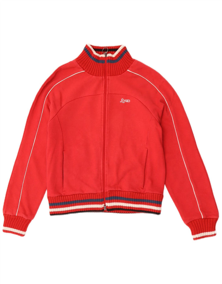 Lotto Womens Tracksuit Top Jacket UK 12 Medium Red Striped Cotton