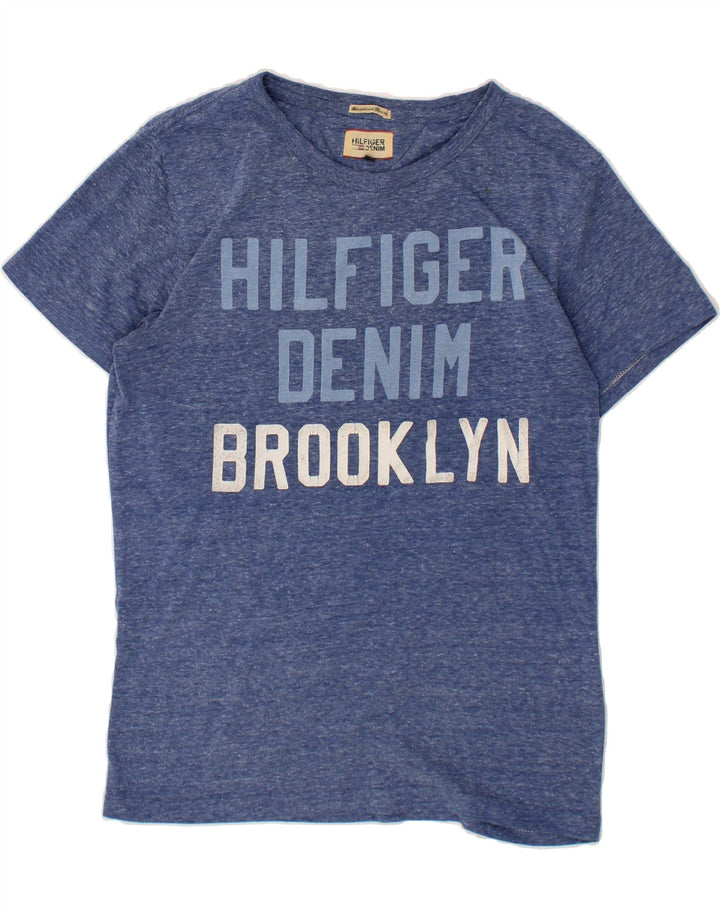 TOMMY HILFIGER Mens Graphic T-Shirt Top Medium Blue Cotton Vintage Tommy Hilfiger and Second-Hand Tommy Hilfiger from Messina Hembry 