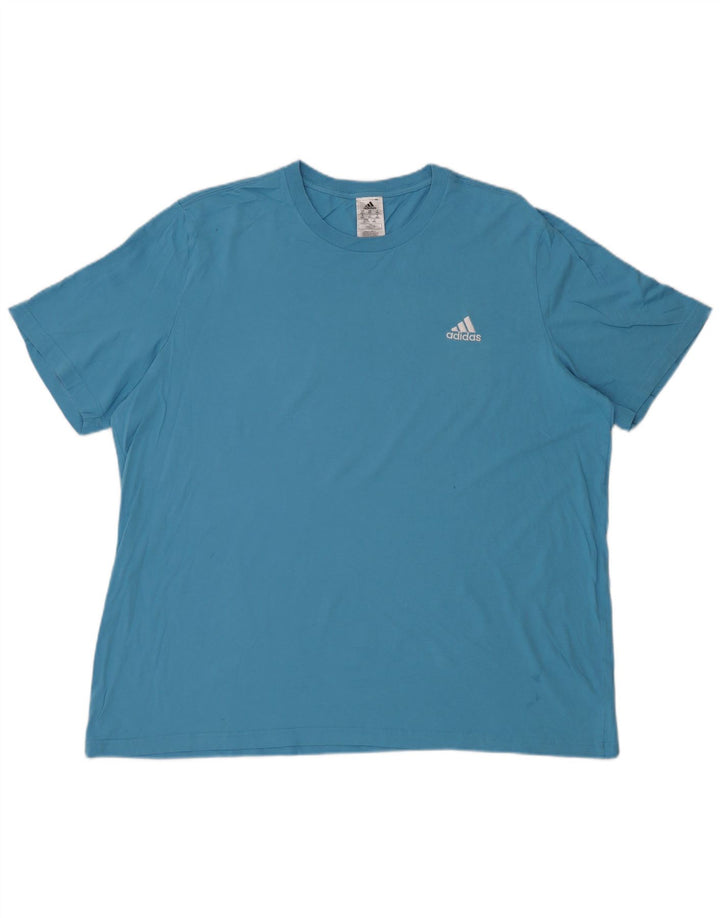 Adidas Mens T-Shirt Top 2XL Blue Cotton