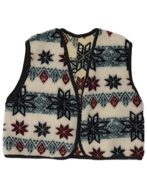 Colete de lã vintage para meninas 10-11 anos branco Fair Isle