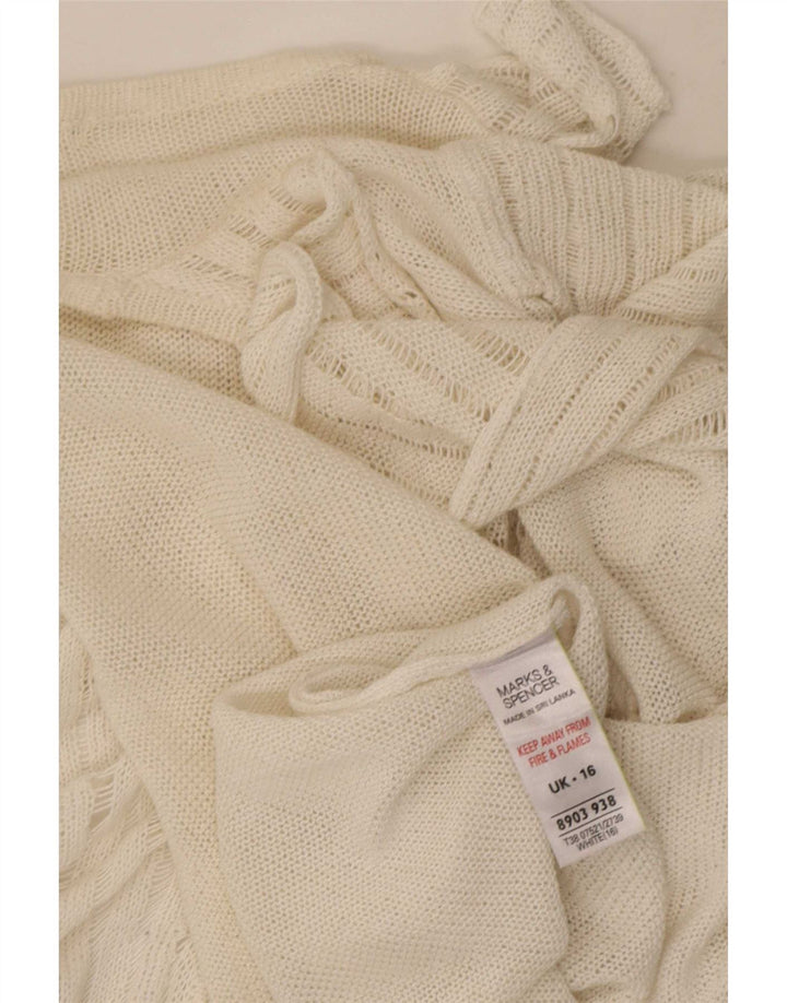 Marks & Spencer Womens Ruffle Front Open Cardigan Top UK 16 Large White