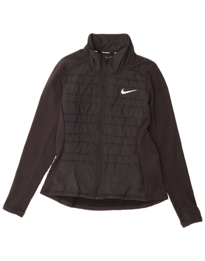 NIKE Womens Tracksuit Top Jacket UK 14 Medium Black Spandex