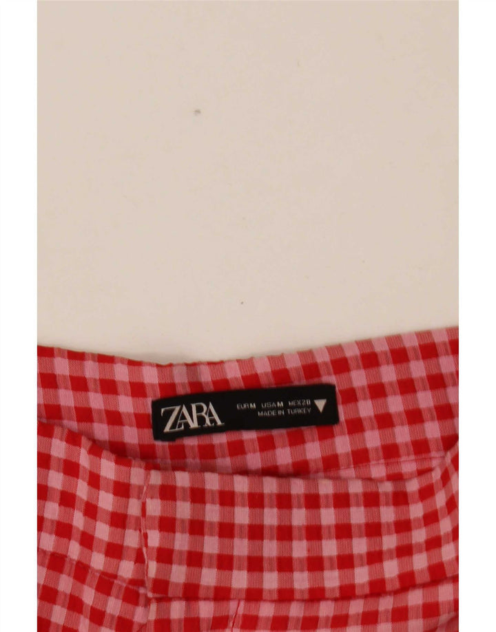 Zara Womens Cropped Trousers Medium W28 L25 Red Gingham