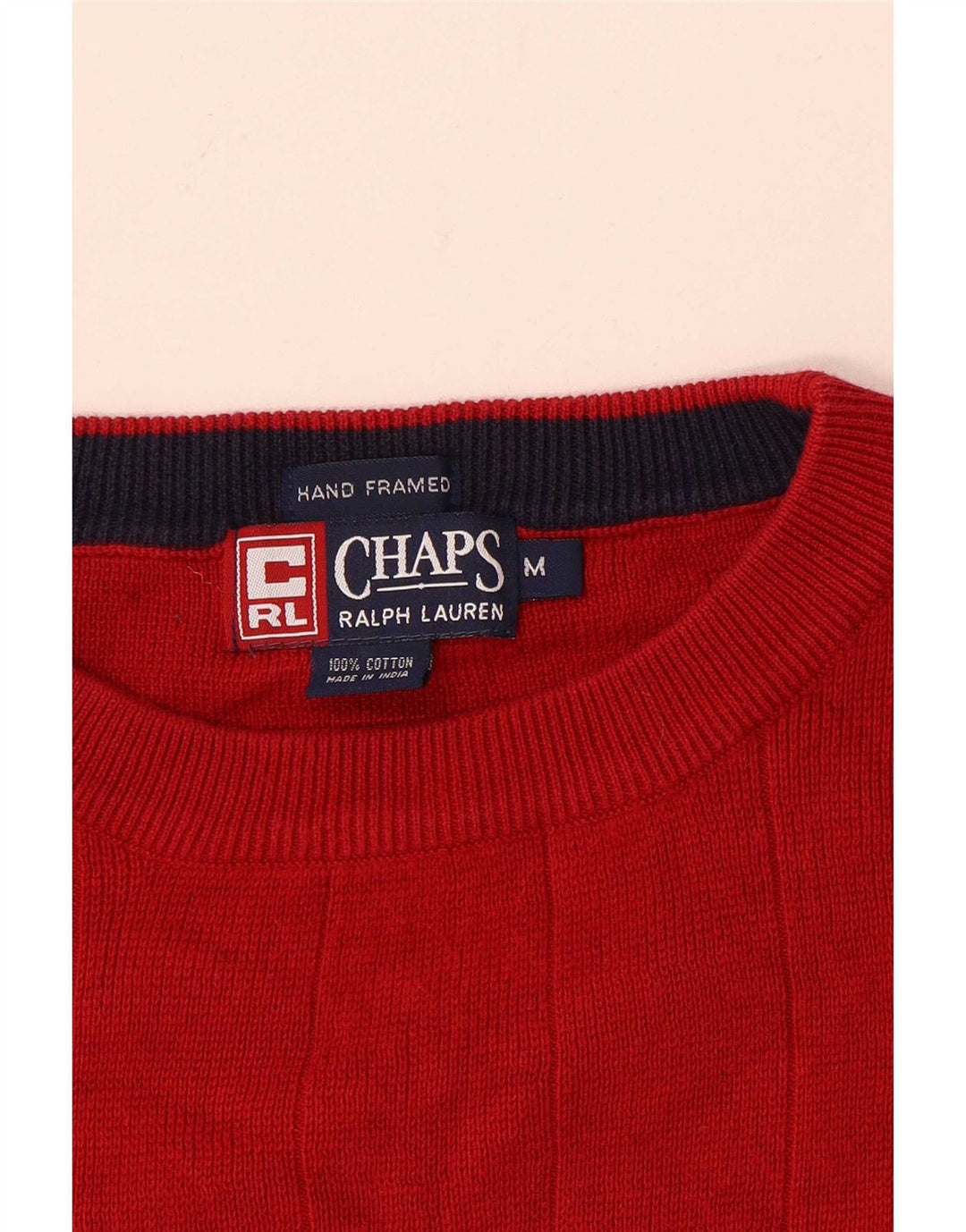 Chaps Ralph Lauren Mens Crew Neck Jumper Sweater Medium Red Cotton