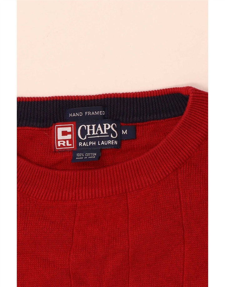Chaps Ralph Lauren Mens Crew Neck Jumper Sweater Medium Red Cotton