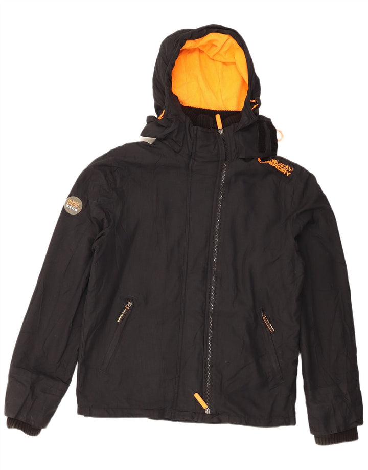 Superdry Womens Graphic Windbreaker Jacket UK 14 Medium Black