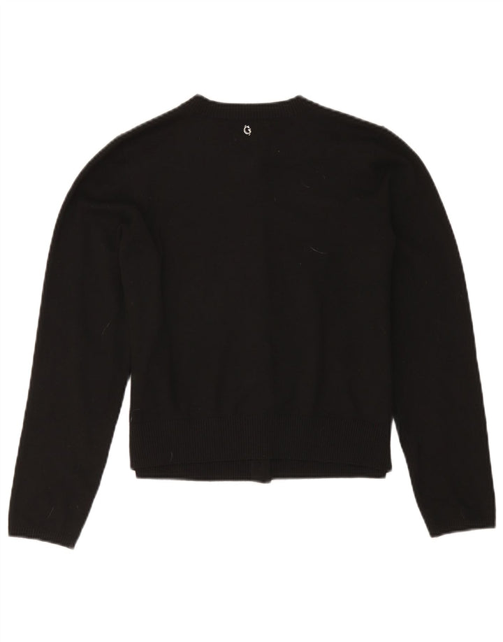 Guess Womens Crop Cardigan Sweater UK 12 Medium Black Polyester