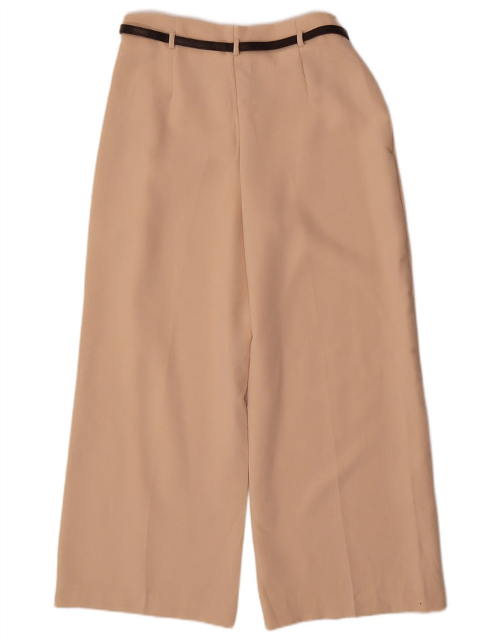 Zara Womens Wide Leg Cropped Trousers Small W26 L25 Beige Polyester
