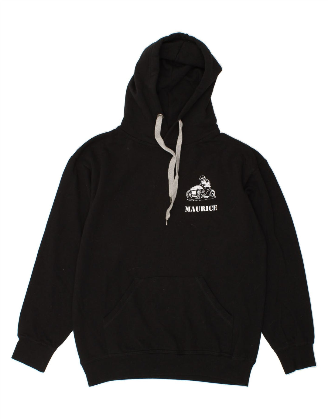 VINTAGE Mens Graphic Hoodie Jumper Medium Black Cotton Vintage Vintage and Second-Hand Vintage from Messina Hembry 