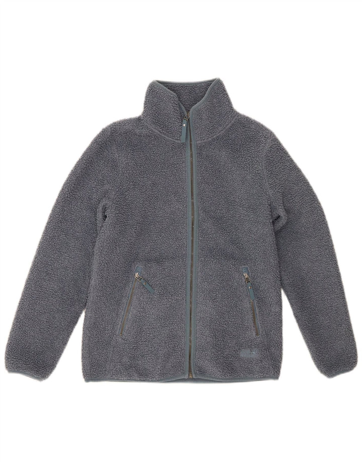 JACK WOLFSKIN Womens Oversized Fleece Jacket UK 8/10 Small Grey Polyester