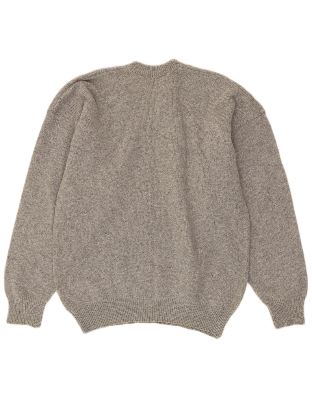 Vintage Mens Crew Neck Jumper Sweater Medium Grey Geometric