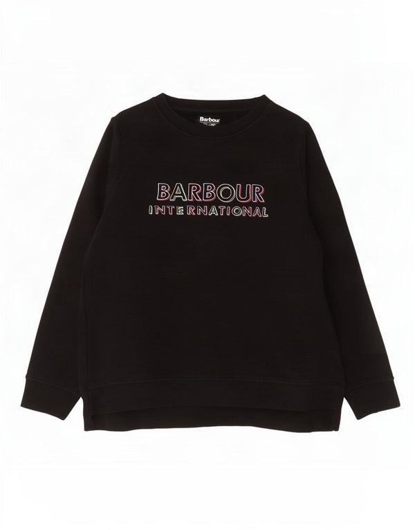 Barbour Womens Graphic Oversized Sweatshirt Jumper UK 18 XL Black Cotton