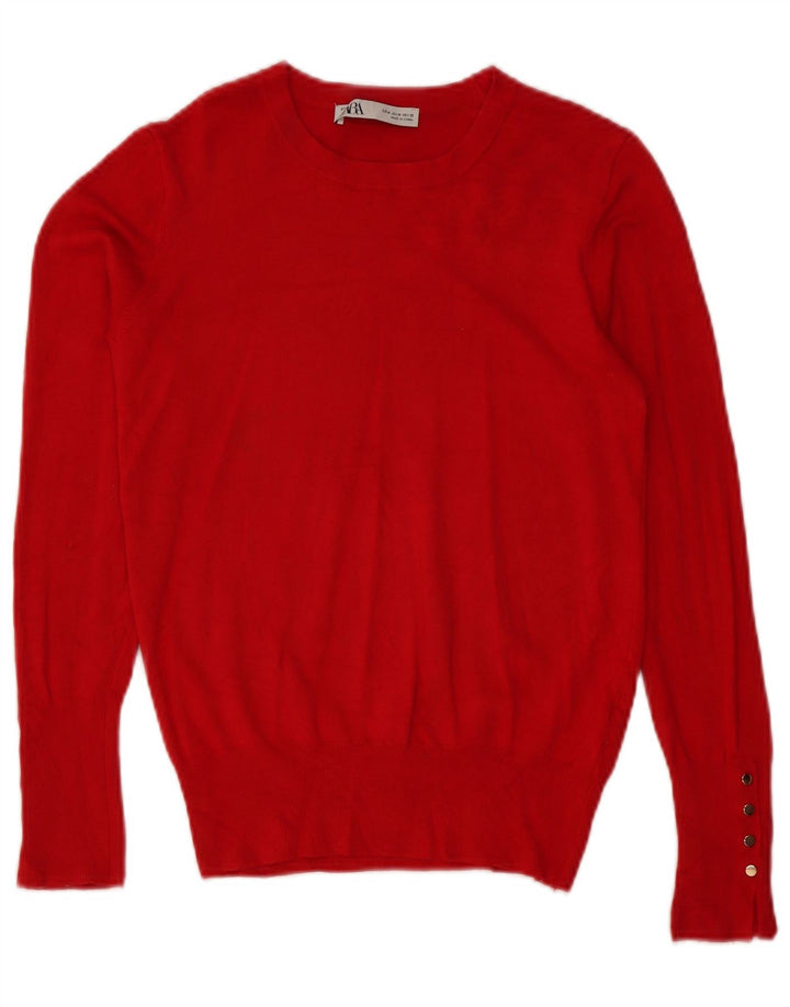 Zara Womens Boat Neck Jumper Sweater UK 12 Medium Red Viscose