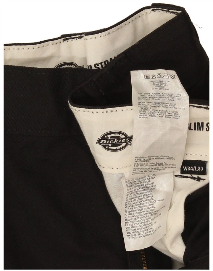Dickies Mens Slim Straight Chino Trousers W34 L30 Black Polyester