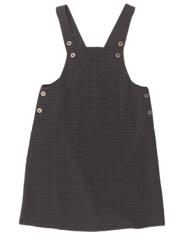 Vintage γυναικείο φόρεμα Dungaree UK 12 Medium Navy Blue Check