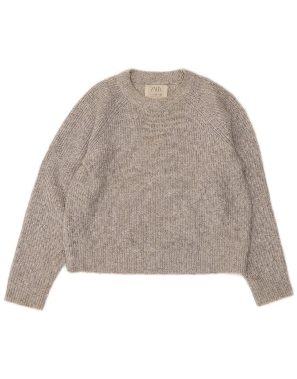 Πουλόβερ Zara Girls Crop Crop Neck Jumper 11-12 Years Grey Polyester