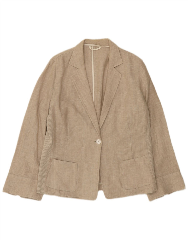 Giacca blazer da donna a 1 bottone Paolo Tonali UK 12 Lino beige medio