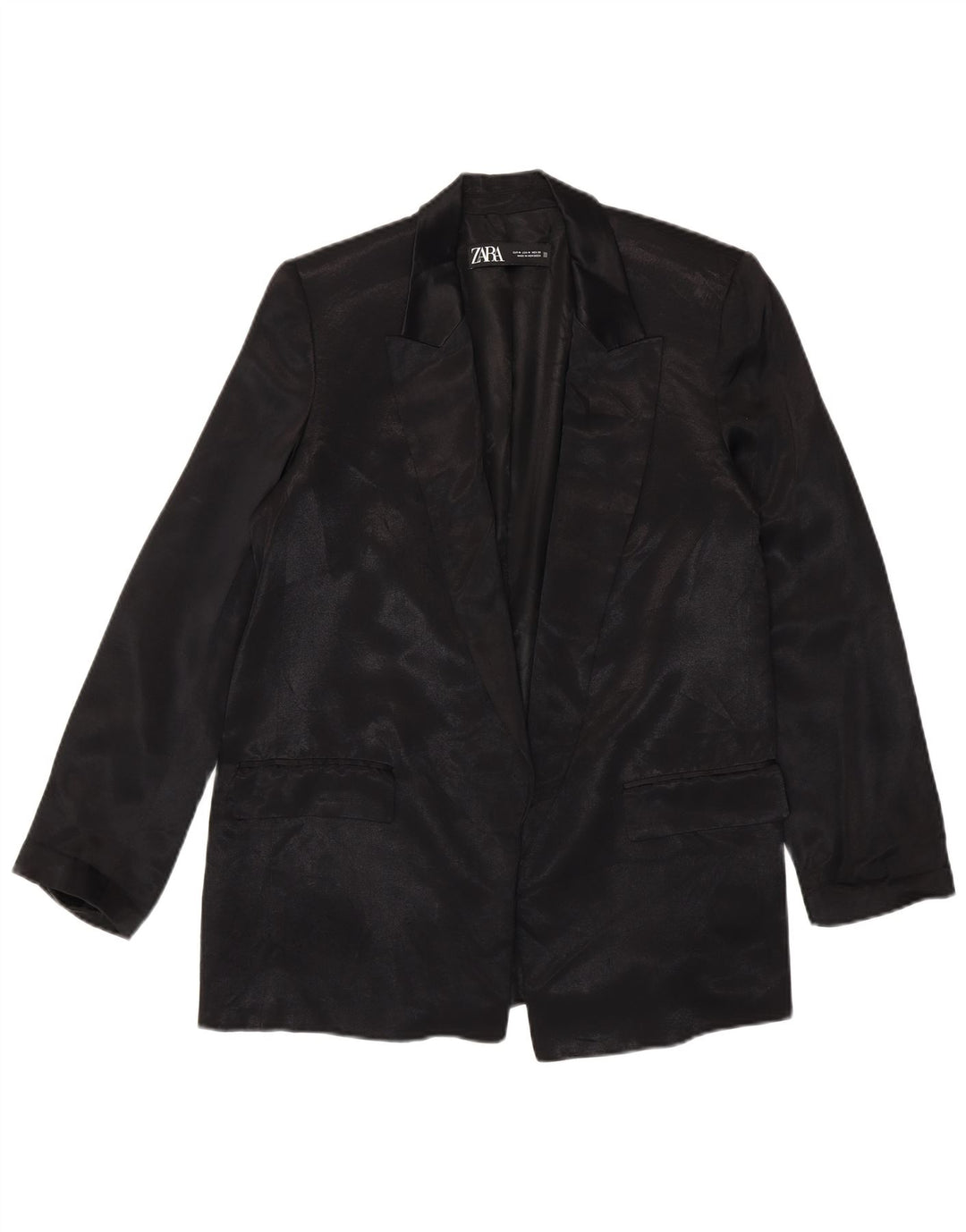 Jachetă Blazer deschisă pentru femei Zara UK 14 Medium Black Viscose