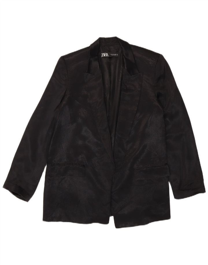 Jachetă Blazer deschisă pentru femei Zara UK 14 Medium Black Viscose