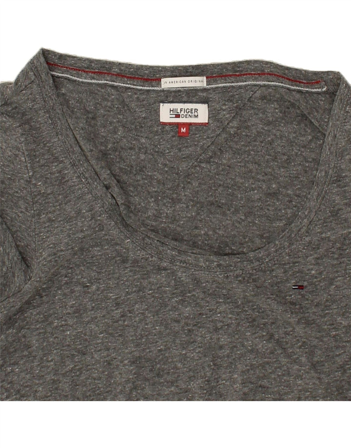 TOMMY HILFIGER Womens T-Shirt Top UK 12 Medium Grey Flecked Polyester Vintage Tommy Hilfiger and Second-Hand Tommy Hilfiger from Messina Hembry 