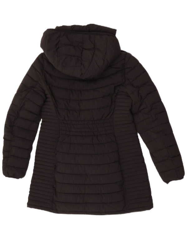 Dkny Womens Hooded Padded Coat UK 12 Medium Black Polyester