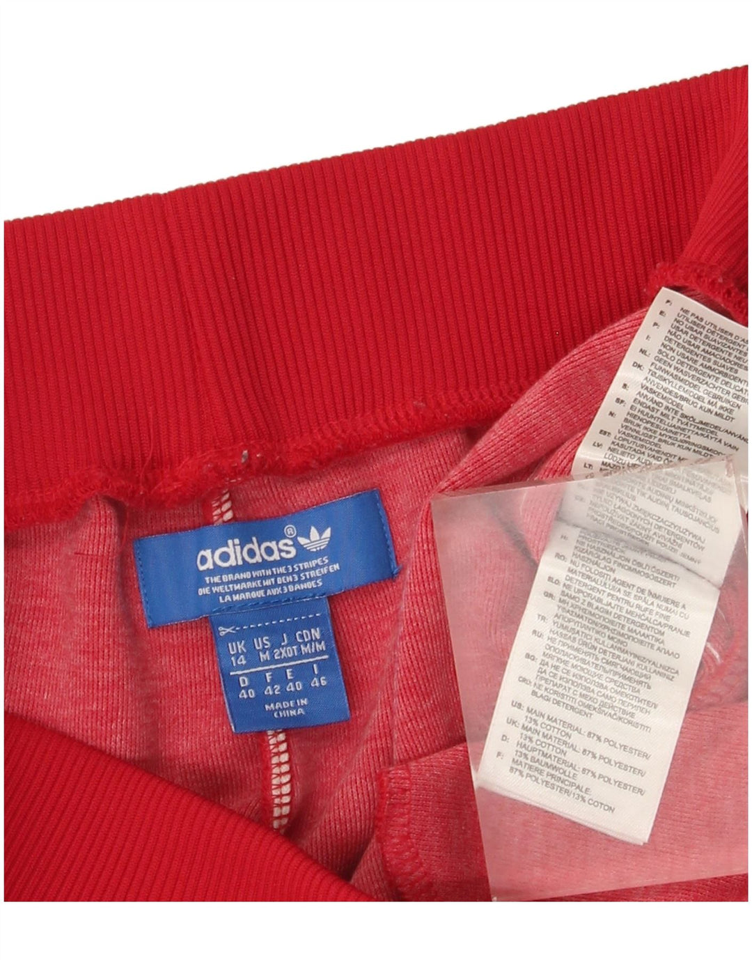 Adidas Womens Tracksuit Trousers Joggers UK 14 Large Red Polyester