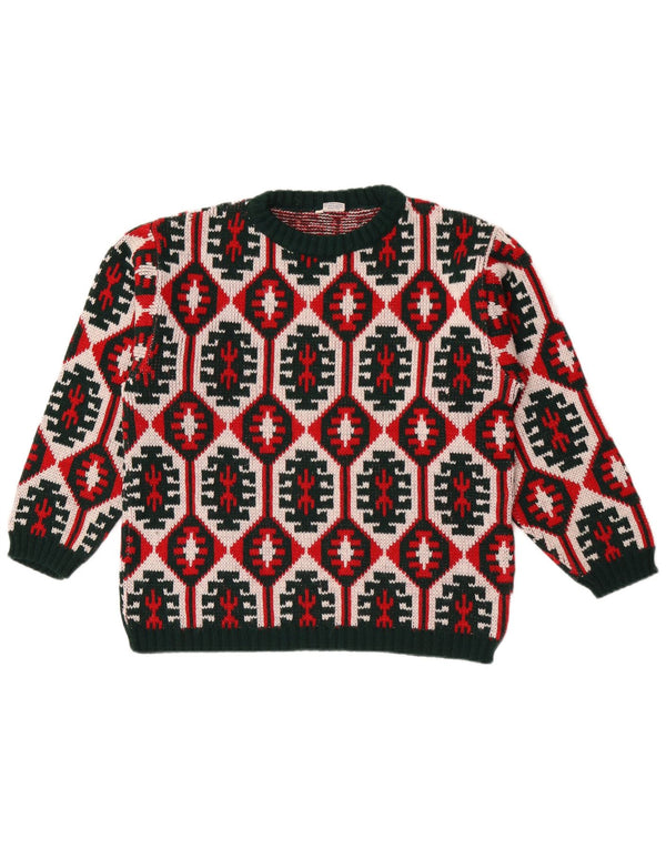 Vintage γυναικείο πουλόβερ με λαιμόκοψη IT 48 XL πολύχρωμο γεωμετρικό