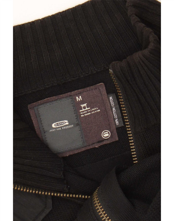 Maglione cardigan con zip intera da uomo G-Star in cotone nero medio