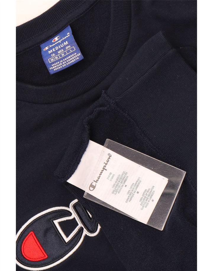 Champion Mens Graphic Sweatshirt Jumper Medium Navy Blue Cotton