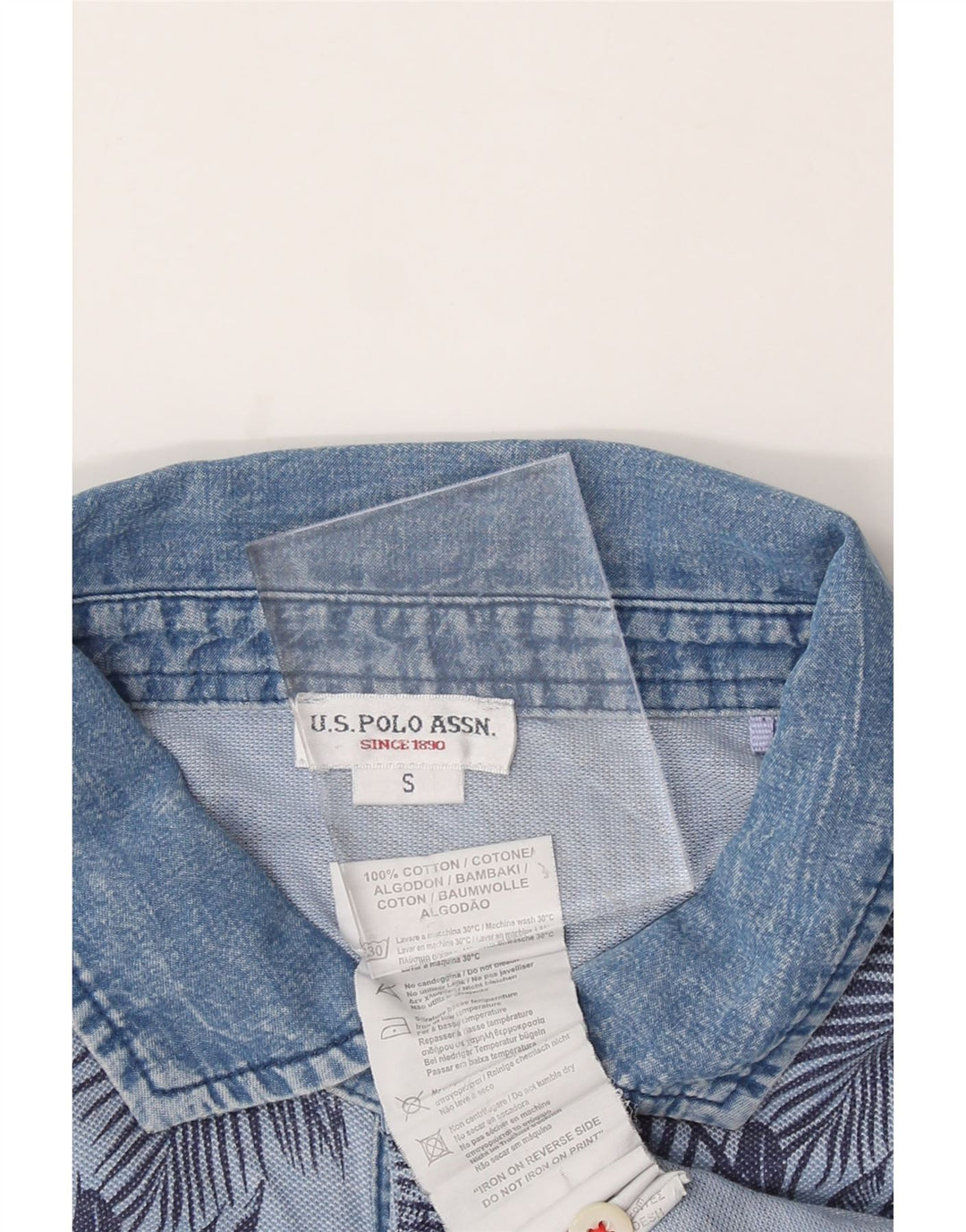 U.S. POLO ASSN. Mens Abstract Pattern Polo Shirt Small Blue Cotton Vintage U.S. Polo Assn. and Second-Hand U.S. Polo Assn. from Messina Hembry 