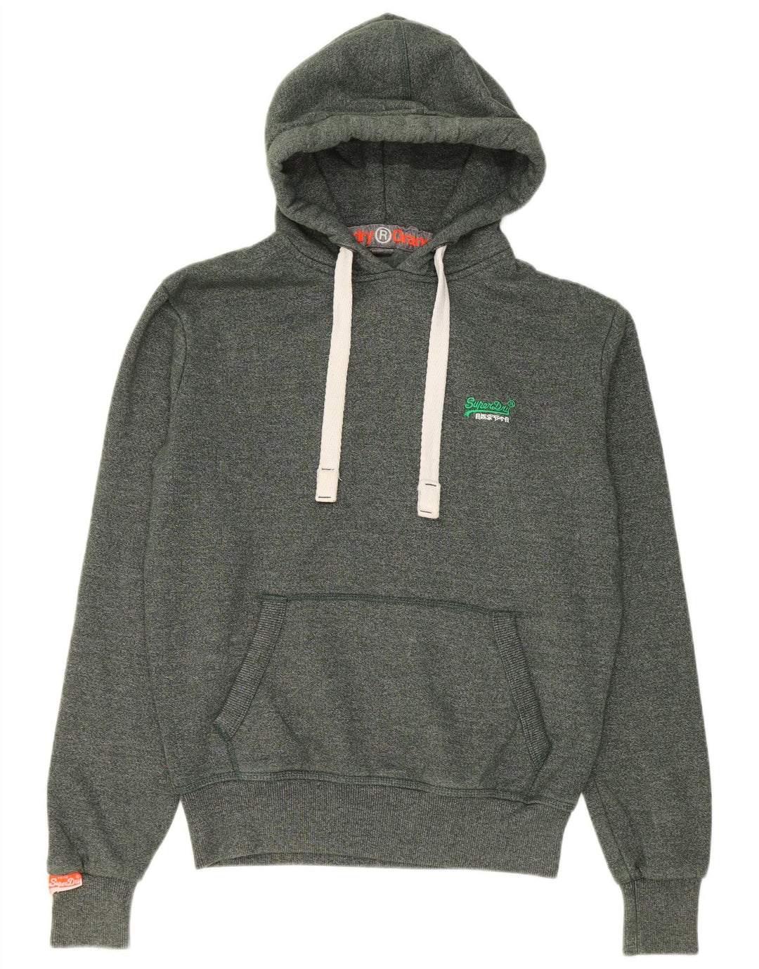 Superdry Mens Hoodie Jumper Medium Green Flecked Cotton
