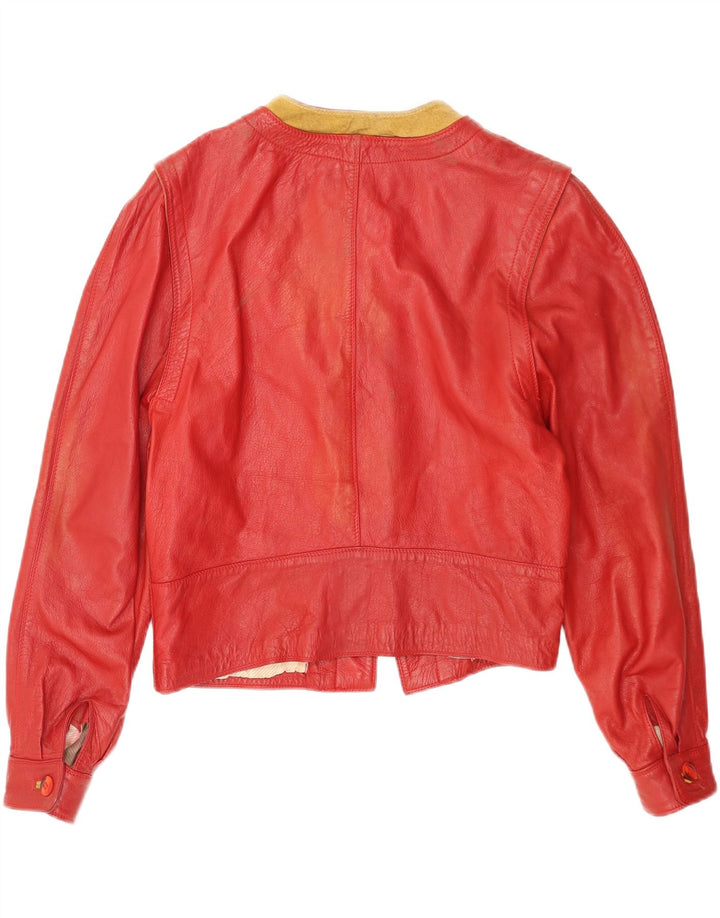 Giacca in pelle corta da donna Marcos IT 44 Pelle color block rosso medio