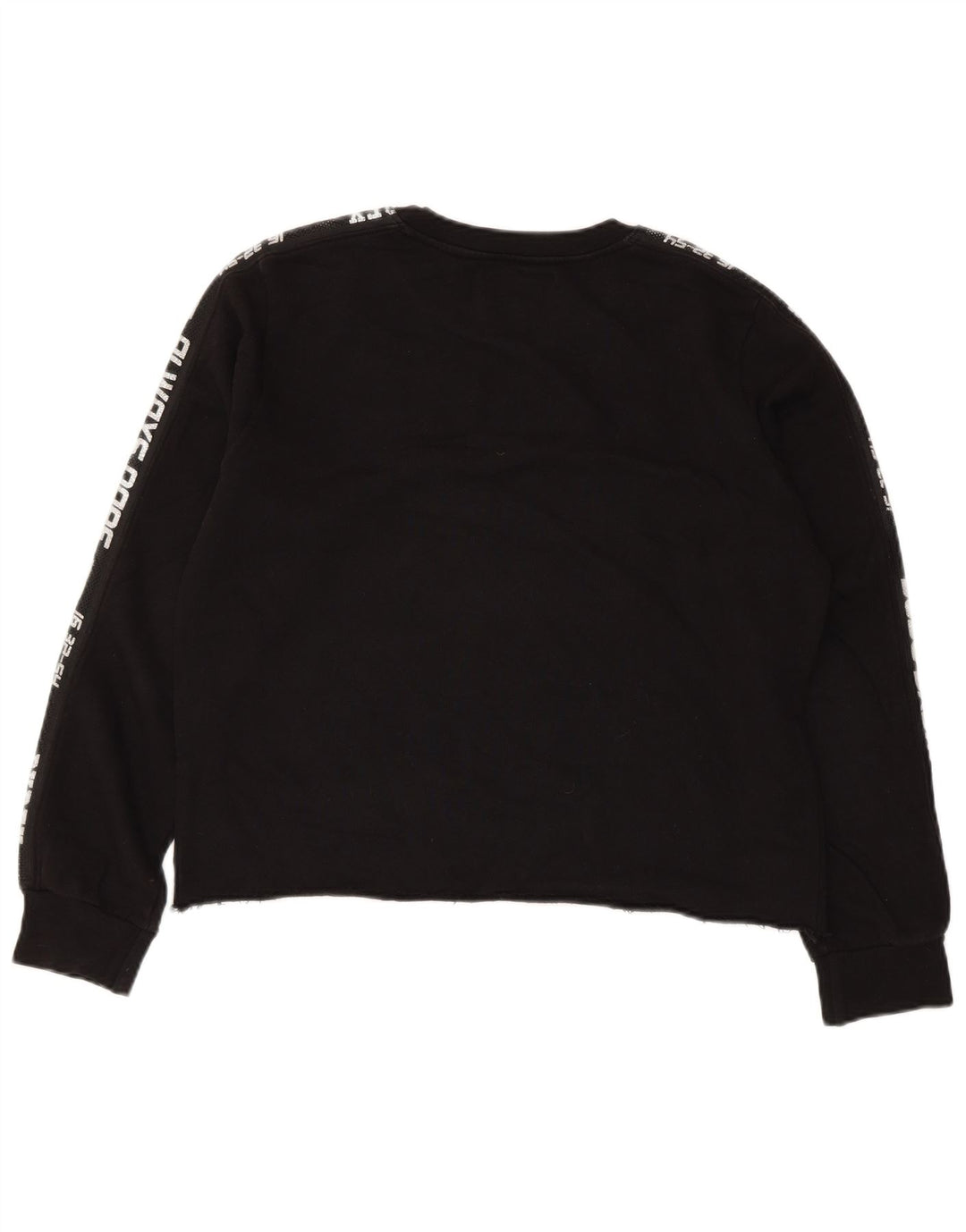 PYREX Womens Crop Graphic Sweatshirt Jumper UK 16 Large Black Cotton