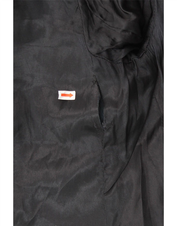 VINTAGE Dame Dobbeltradet Læderfrakke UK 14 Medium Sort