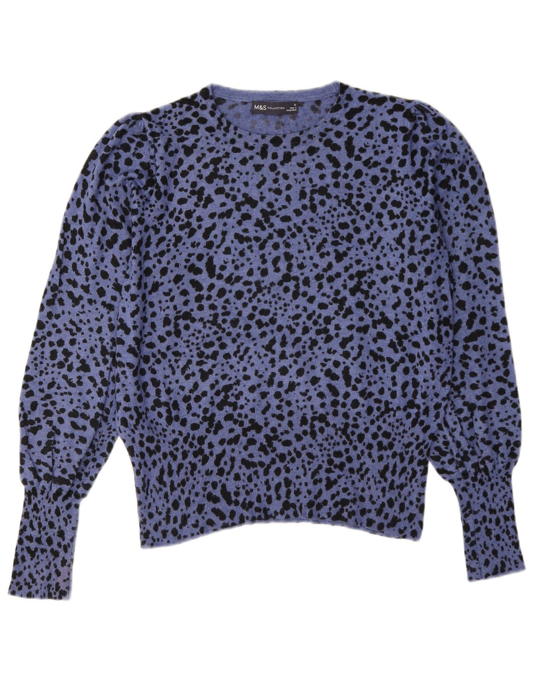 Marks & Spencer Dame Boat Neck Jumper Sweater UK 12 Medium Blue