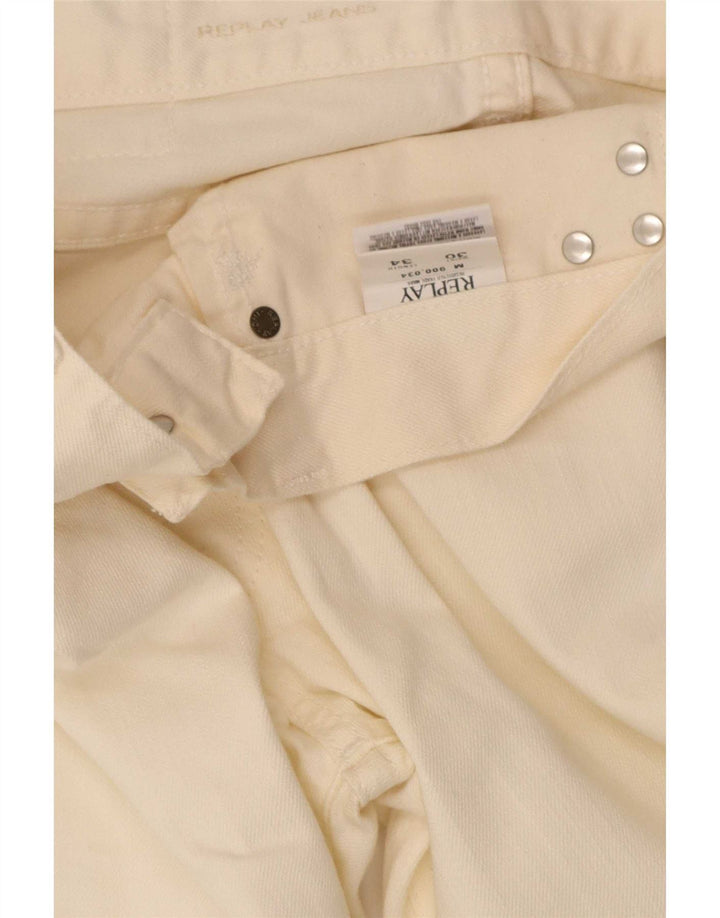 Replay Mens Straight Jeans W30 L34 Beige Cotton