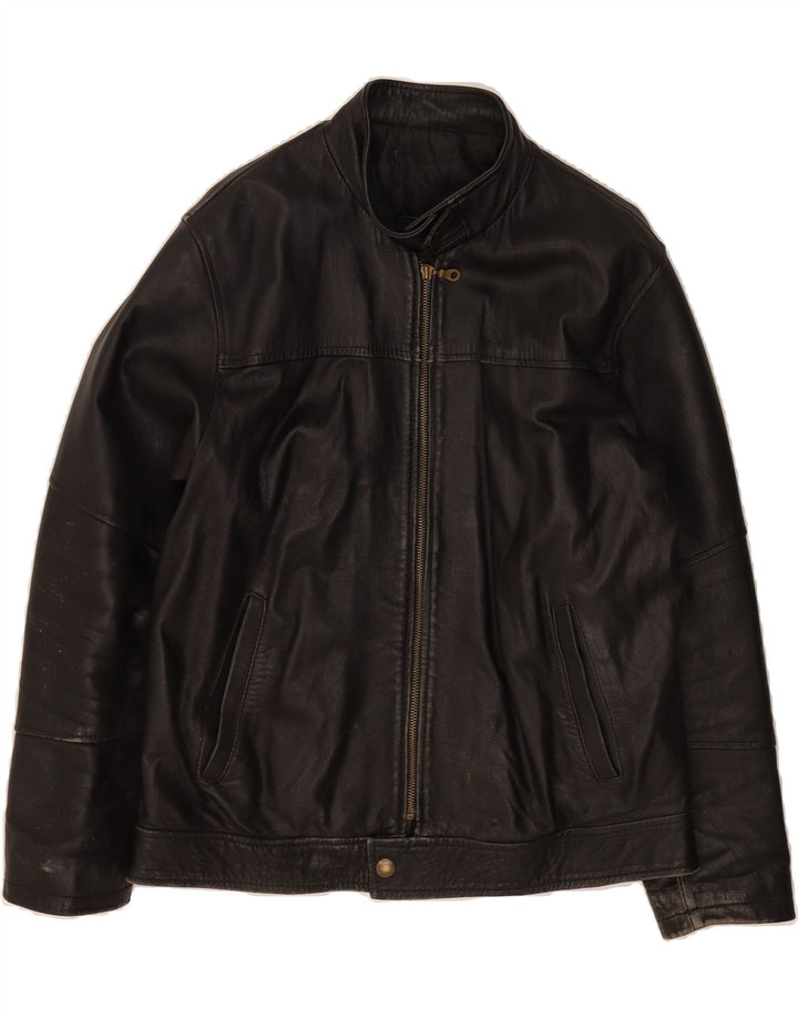 VINTAGE Mens Leather Jacket IT 50 Large Black Leather Vintage Vintage and Second-Hand Vintage from Messina Hembry 