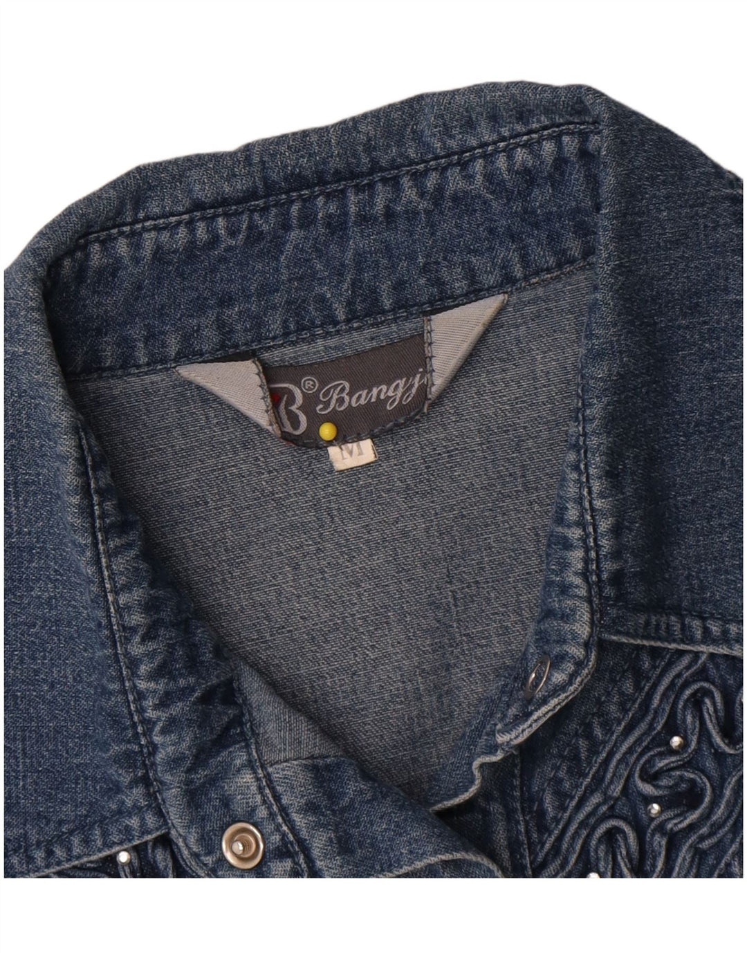 Vintage Womens Denim Shirt UK 14 Medium Blue Cotton
