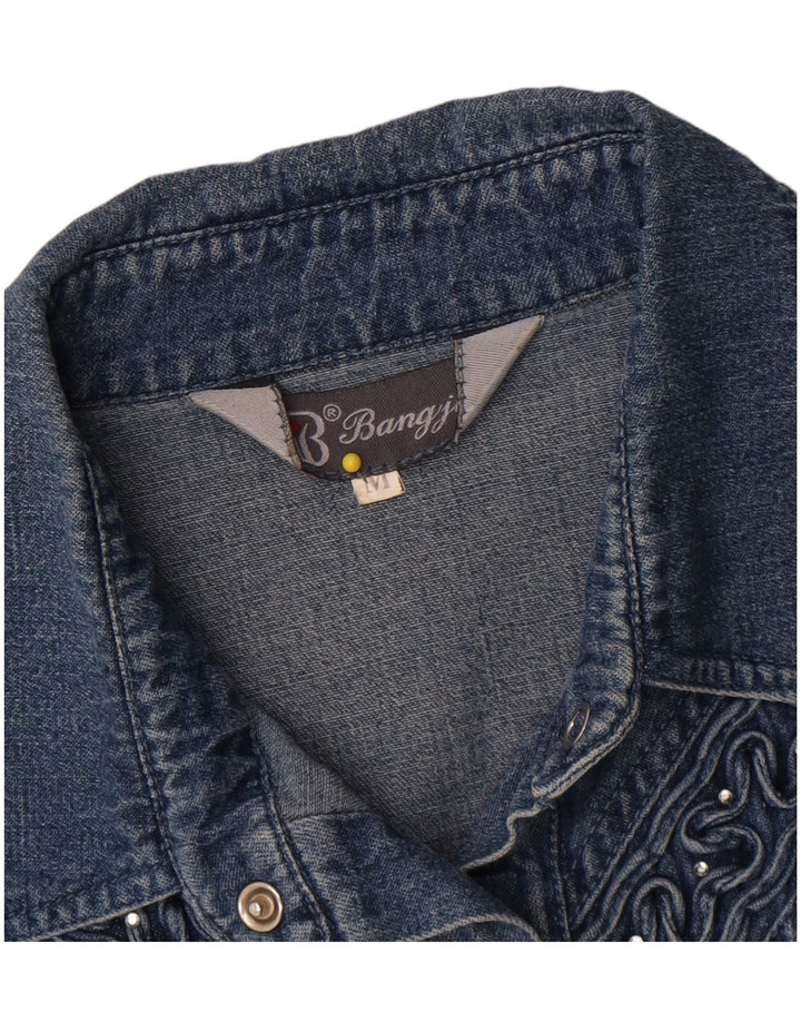 Vintage Womens Denim Shirt UK 14 Medium Blue Cotton