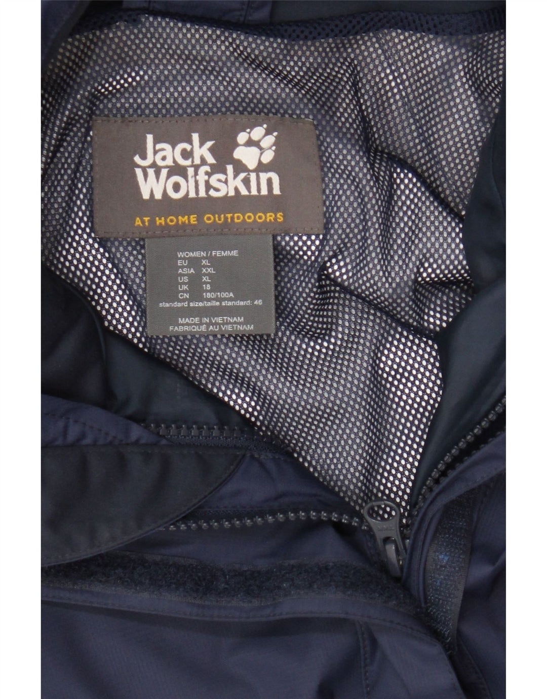 Jack Wolfskin Womens Hooded Rain Jacket UK 18 XL Navy Blue Polyamide
