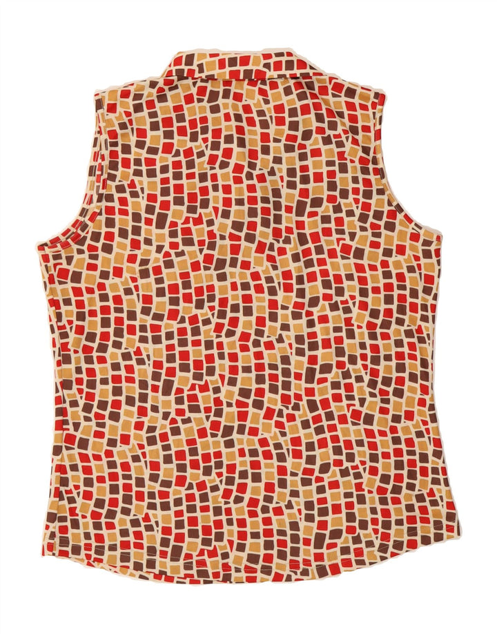 VINTAGE Womens Sleeveless Blouse Top UK 14 Large Multicoloured Geometric Vintage Vintage and Second-Hand Vintage from Messina Hembry 