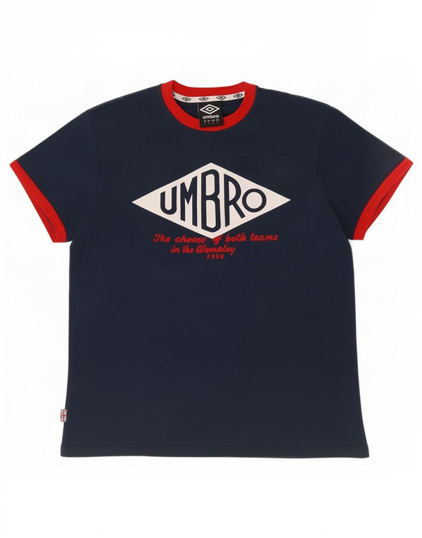 Umbro T-shirt grafica da uomo Top Small Blu navy in cotone