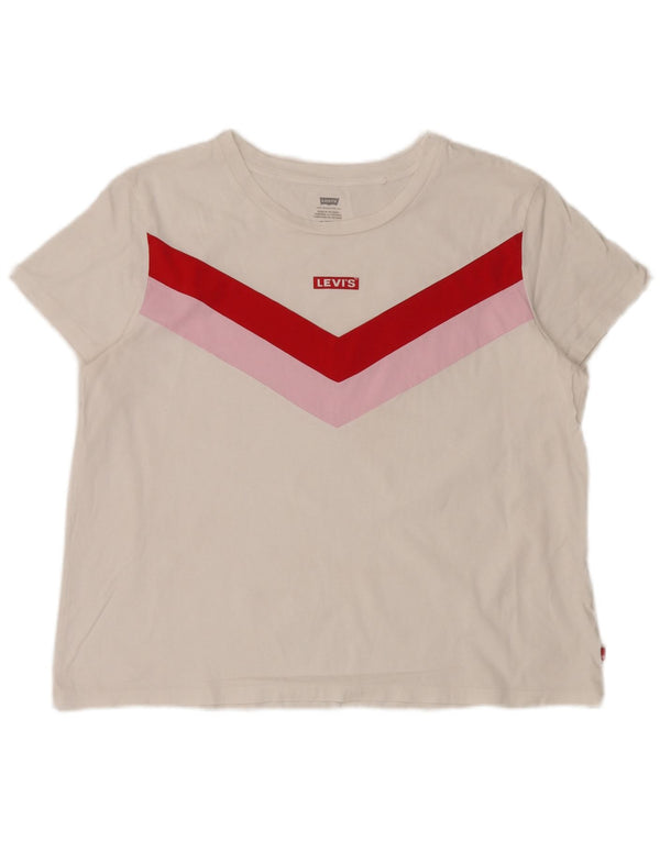 Levi's Grafisk T-shirt top til kvinder UK 18 XL Hvid Colourblock