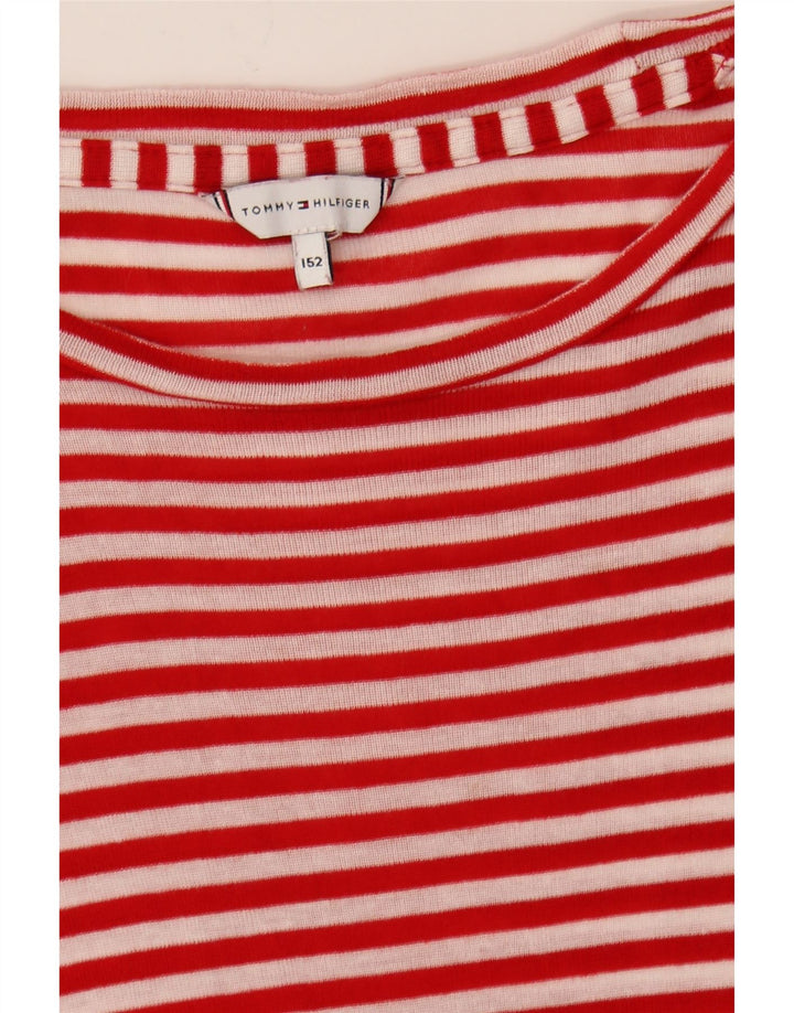 TOMMY HILFIGER Girls Basic Dress 11-12 Years Red Striped Lyocell Vintage Tommy Hilfiger and Second-Hand Tommy Hilfiger from Messina Hembry 