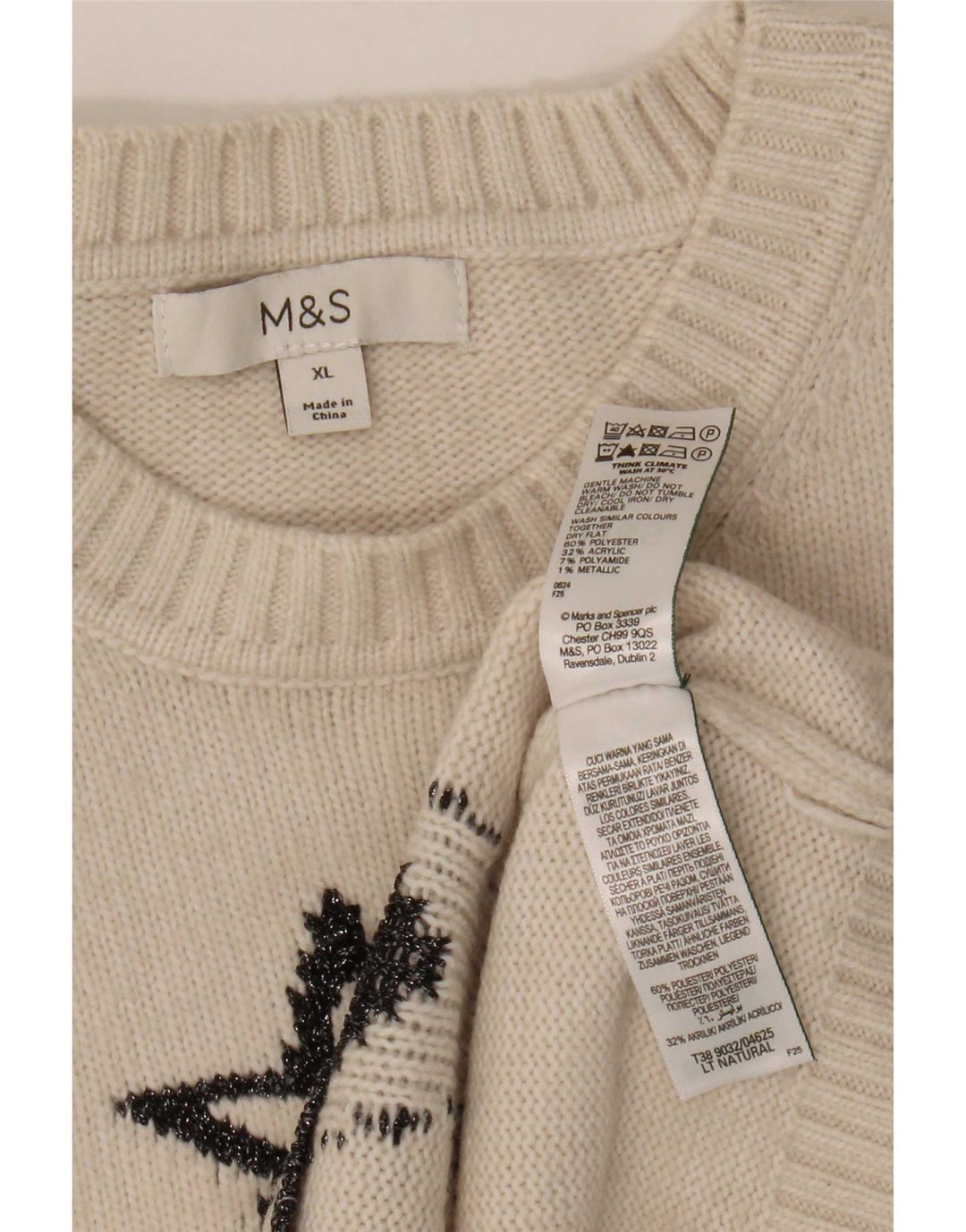 Marks & Spencer Dame abstrakt mønster sweater med rund hals, UK 18 XL B