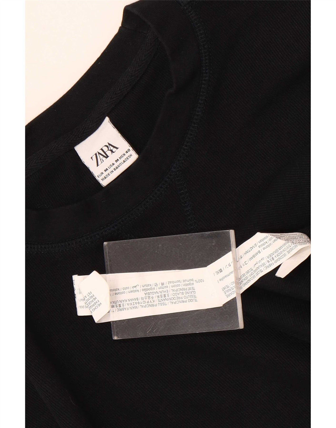 Zara Herre Top Langærmet Medium Sort Bomuld