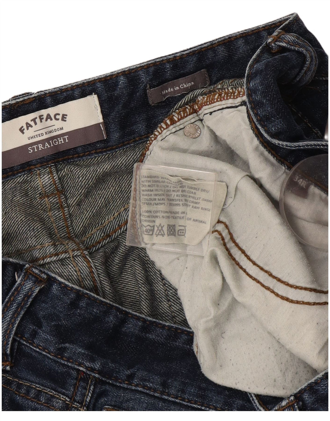 Fat Face Mens Straight Jeans W34 L30 Navy Blue Cotton